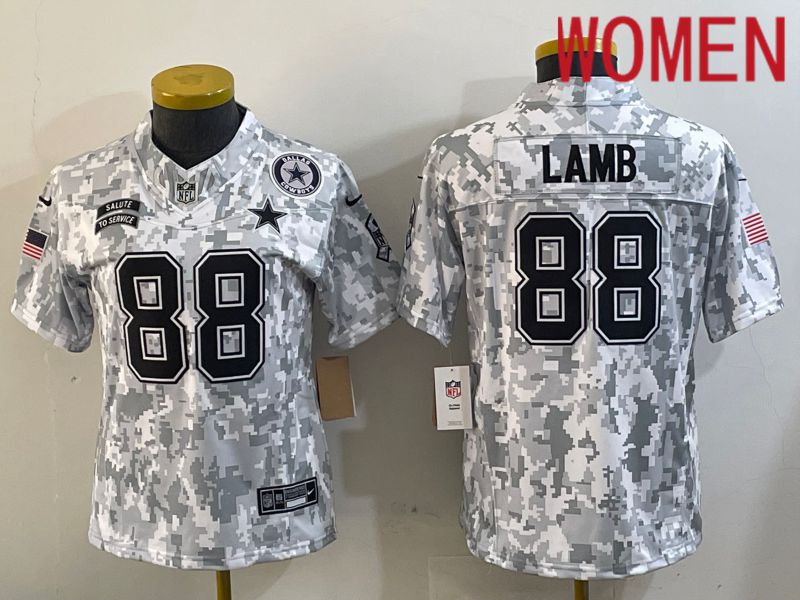 Women Dallas Cowboys #88 Lamb Nike Arctic Camo 2024 Salute to Service Limited NFL Jersey style 1